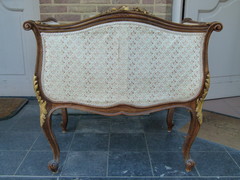 Louis 15 style Small bench with gilding in walnut, Austria 1900