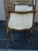 Louis 15 style Small bench with gilding in walnut, Austria 1900