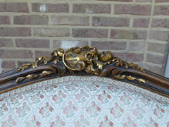 Louis 15 style Small bench with gilding in walnut, Austria 1900