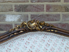 Louis 15 style Small bench with gilding in walnut, Austria 1900