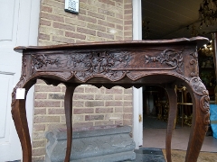 Louis 15 style Small Liége table in carved oak, Belgium 1900