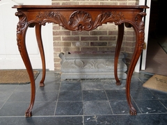 Louis 15 style Table in carved oak, Belgium,Liége 1900