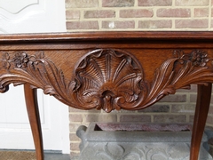 Louis 15 style Table in carved oak, Belgium,Liége 1900