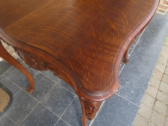 Louis 15 style Table in carved oak, Belgium,Liége 1900