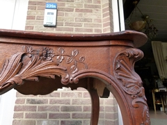 Louis 15 style Table in carved oak, Belgium,Liége 1900