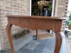 Louis 15 style Table in carved oak, Belgium 1900