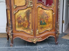 Louis 15 style Unusual cabinet with vernis matin paintings in walnut, Austria 1880