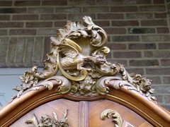 Louis 15 style Unusual cabinet with vernis matin paintings in walnut, Austria 1880