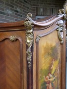 Louis 15 style Unusual cabinet with vernis matin paintings in walnut, Austria 1880