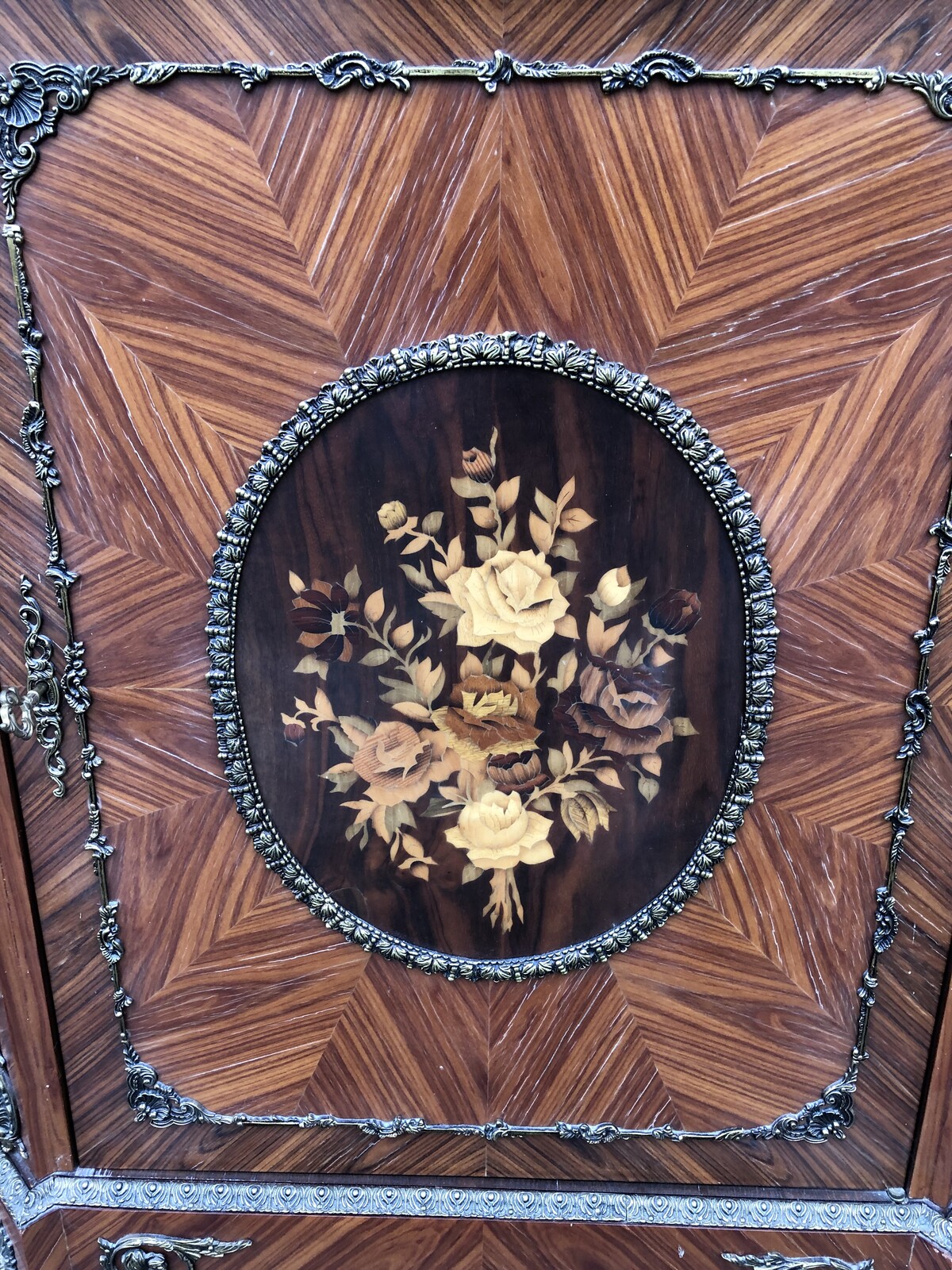 Louis 16 Cabinet with marquetry and porcelain plates