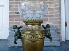 Louis 16 style Centerpiece whit putto,s signed by Provost in gilded and patinated bronze whit crystal, France 1880