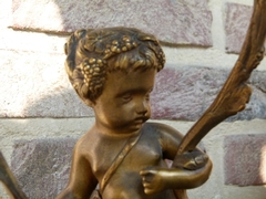 Louis 16 style Clockset with cherub in gilded bronze and white marblee, France 1890