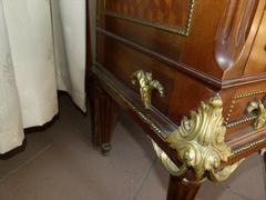 Louis 16 style Display cabinet vitrine in gilded bronzes and satinwood with red marble top, France 1880