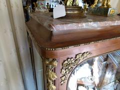 Louis 16 style Display cabinet vitrine in gilded bronzes and satinwood with red marble top, France 1880