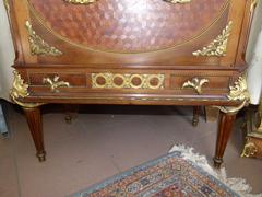 Louis 16 style Display cabinet vitrine in gilded bronzes and satinwood with red marble top, France 1880