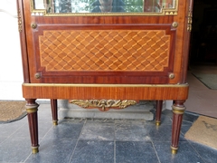 Louis 16 style Display cabinet vitrine stamped in the lock in satinwood and gilded bronzes, France 1880