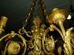 Louis 16 style Gilded bronze lamp with putto,s in gilded bronze, France 1880