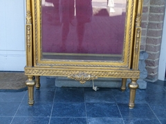 Louis 16 style Gilded display vitrine cabinet in gilded wood, France 1890