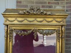 Louis 16 style Gilded display vitrine cabinet in gilded wood, France 1890