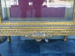 Louis 16 style Gilded display vitrine cabinet in gilded wood, France 1890