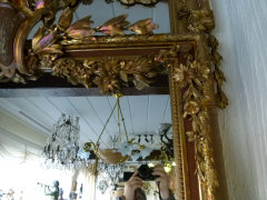 Louis 16 style Mirror in gilded wood and plaster, France 1880