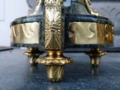 Louis 16 style huge Pair candelabra in gilded bronze and green marble, France 1880