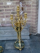 Louis 16 style huge Pair candelabra in gilded bronze and green marble, France 1880