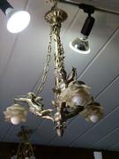 Louis 16 style Lamp with 3 putti,s in silver plated bronze, France 1910