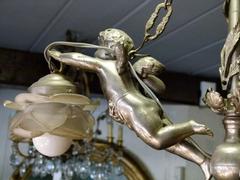 Louis 16 style Lamp with 3 putti,s in silver plated bronze, France 1910