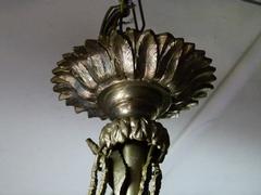 Louis 16 style Lamp with 3 putti,s in silver plated bronze, France 1910