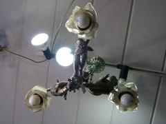 Louis 16 style Lamp with 3 putti,s in silver plated bronze, France 1910