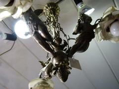 Louis 16 style Lamp with 3 putti,s in silver plated bronze, France 1910