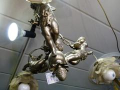 Louis 16 style Lamp with 3 putti,s in silver plated bronze, France 1910