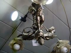 Louis 16 style Lamp with 3 putti,s in silver plated bronze, France 1910