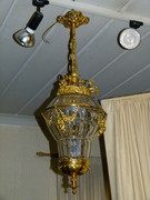 Louis 16 style Lantern lamp in gilded bronze and crystal, France 1900