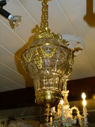 Louis 16 style Lantern lamp in gilded bronze and crystal, France 1900