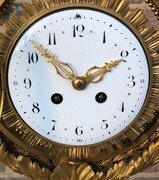 Louis 16 style Lyra pendulum clock in nice quality gilded bronze and carrara marble, France 1880