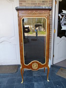 Louis 16 style Napoleon 3 display cabinet with gilded bronze and marble top in satin wood, France 1880