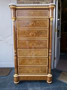 Louis 16 Napoleon III periode style 1 door Cabinet whit marquetery and marble top in satinwood whit diffirent woods marquetery and gilded bronze, France 1880