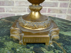 Louis 16 style Oil lamp with Sévres porcelain in gilded bronze , France 1860