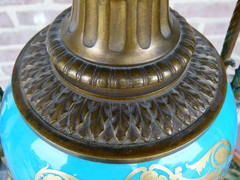 Louis 16 style Oil lamp with Sévres porcelain in gilded bronze , France 1860