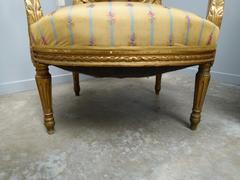 Louis 16 style Pair armchairs in gilded wood, France 1880