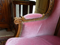 Louis 16 style Pair bergéres armchairs in walnut, France 1890