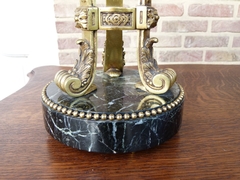 Louis 16 style Pair urns cassolets with heads of rams in green marble and gilded bronze, France 1880