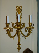 Louis 16 style Pair wall sconses in gilded bronze , France 1900