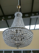 Louis 16 style Sac a perle,lamp in bronze and crystal 1950