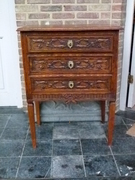 Louis 16 style Small chest of drawers in carved oak, Belgium 1900