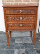 Louis 16 style Small chest of drawers in carved oak, Belgium 1900