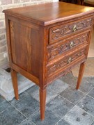 Louis 16 style Small chest of drawers in carved oak, Belgium 1900