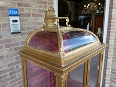 Louis 16  style Very nice gilded display cabinet with curved glass in gilded wood, France 1880